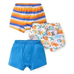 Babyhug 100% Cotton Trunk with Stripes & Animal Print Pack Of 3 - Multicolor