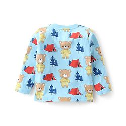 Babyhug Single Jersey Full Sleeve Night Suit Bear & Camping Print - Blue
