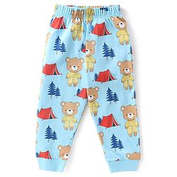 Babyhug Single Jersey Full Sleeve Night Suit Bear & Camping Print - Blue