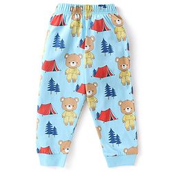 Babyhug Single Jersey Full Sleeve Night Suit Bear & Camping Print - Blue