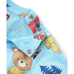 Babyhug Single Jersey Full Sleeve Night Suit Bear & Camping Print - Blue