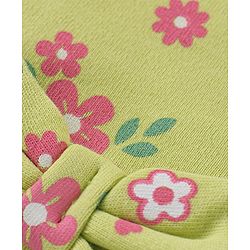 Babyhug 100% Cotton Cap Mittens & Booties Set Floral Print - Green