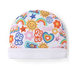 Babyhug 100% Cotton Cap Mittens & Booties Set Text Print Multicolour - Diameter  11.5 cm