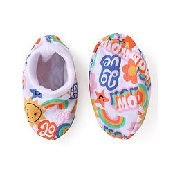 Babyhug 100% Cotton Cap Mittens & Booties Set Text Print Multicolour - Diameter  11.5 cm