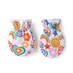 Babyhug 100% Cotton Cap Mittens & Booties Set Text Print Multicolour - Diameter  11.5 cm
