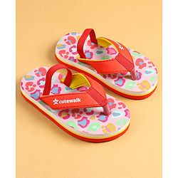 Cute Walk by Babyhug Slip On Flip Flops with Back Strap Closure - Red