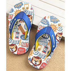 Cute Walk by Babyhug Slip On Flip Flops Lion Print -Blue