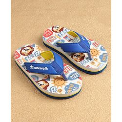 Cute Walk by Babyhug Slip On Flip Flops Lion Print -Blue