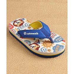 Cute Walk by Babyhug Slip On Flip Flops Lion Print -Blue