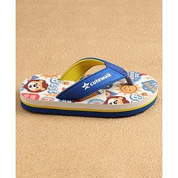 Cute Walk by Babyhug Slip On Flip Flops Lion Print -Blue