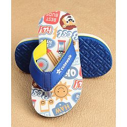 Cute Walk by Babyhug Slip On Flip Flops Lion Print -Blue