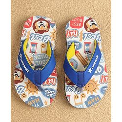 Cute Walk by Babyhug Slip On Flip Flops Lion Print -Blue