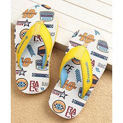 Cute Walk by Babyhug Slip On Flip Flops Text Print - Yellow