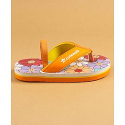 Cute Walk by Babyhug Slip On Floral Printed Flip Flops with Back Strap Closure - Orange