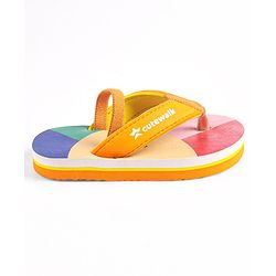 Cute Walk by Babyhug Flip Flops with Back Strap Closure - Red Orange & Blue