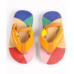 Cute Walk by Babyhug Flip Flops with Back Strap Closure - Red Orange & Blue