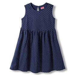 Babyhug Single Jersey Sleeveless Frock with Heart Print - Navy