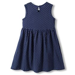 Babyhug Single Jersey Sleeveless Frock with Heart Print - Navy