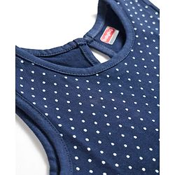 Babyhug Single Jersey Sleeveless Frock with Heart Print - Navy