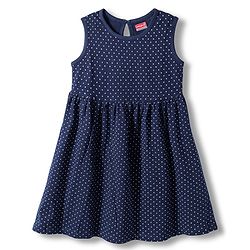 Babyhug Single Jersey Sleeveless Frock with Heart Print - Navy