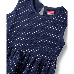 Babyhug Single Jersey Sleeveless Frock with Heart Print - Navy