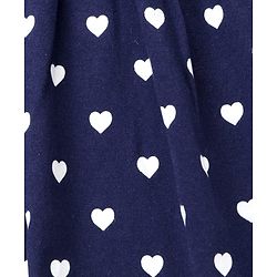 Babyhug Single Jersey Sleeveless Frock with Heart Print - Navy
