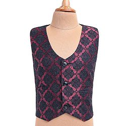 Babyhug Woven Full Sleeves Floral Embroidered 3 Piece Party Suit with Bow - Maroon & Navy Blue