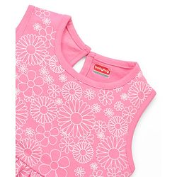 Babyhug Cotton Knit Half Sleeves Frock with Butterfly Print & Bow Applique - Navy Blue