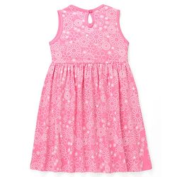 Babyhug Cotton Knit Half Sleeves Frock with Butterfly Print & Bow Applique - Navy Blue