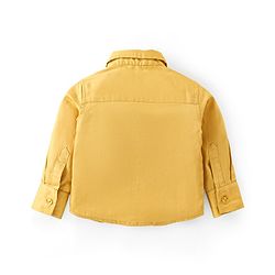 Babyhug Cotton Woven Full Sleeves Party Shirt & Trouser Set with Suspendor & Bow -Mustard & Black