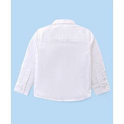 Babyhug Cotton Woven Full Sleeves Solid Party Wear Shirt & Trouser Set with Suspender & Bow - Sky Blue