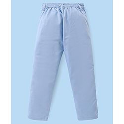 Babyhug Cotton Woven Full Sleeves Solid Party Wear Shirt & Trouser Set with Suspender & Bow - Sky Blue