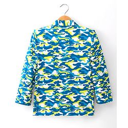 Babyhug Full Sleeves Blazer with Camouflage Print - Blue