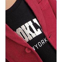 Babyhug Woven  Full Sleeves Solid Blazer With Text Print T-Shirt - Maroon & Black