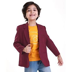 Babyhug Woven Full Sleeves Solid Colour Blazer & Printed T-Shirt - Maroon