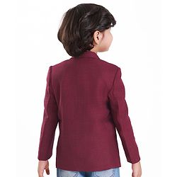 Babyhug Woven Full Sleeves Solid Colour Blazer & Printed T-Shirt - Maroon
