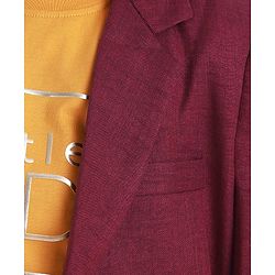 Babyhug Woven Full Sleeves Solid Colour Blazer & Printed T-Shirt - Maroon