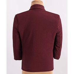 Babyhug Woven Full Sleeves Solid Colour 3 Piece Party Suit with Bow - Maroon