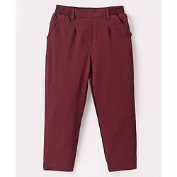 Babyhug Woven Full Sleeves Solid Colour 3 Piece Party Suit with Bow - Maroon
