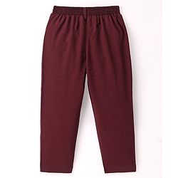 Babyhug Woven Full Sleeves Solid Colour 3 Piece Party Suit with Bow - Maroon