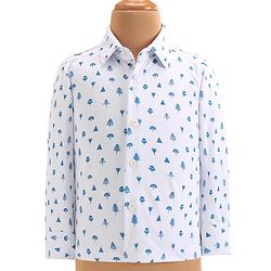 Babyhug Woven Full Sleeves Tree Printed 3 Piece Party Suit - Blue