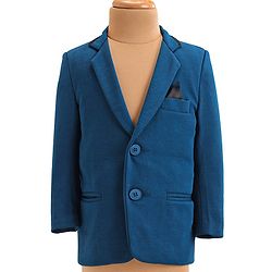 Babyhug Woven Full Sleeves Tree Printed 3 Piece Party Suit - Blue