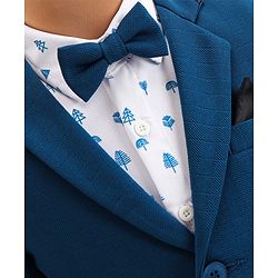 Babyhug Woven Full Sleeves Tree Printed 3 Piece Party Suit - Blue