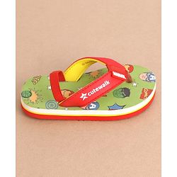 Cute Walk by Babyhug Marvel Flip Flops With Back Strap Avengers Print - Red & Green