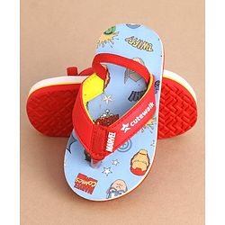 Cute Walk by Babyhug Marvel Flip Flops With Back Strap Avengers Print - Red & Green