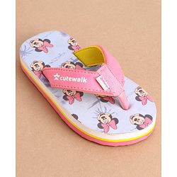 Cute Walk by Babyhug Disney Slip On Flip Flops With Minnie Mouse Graphics - Pink & Blue