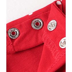 Babyhug 100% Cotton Knit Full Sleeves Frock Style  Onesie with Bow Applique & Polka Dots Print- Red