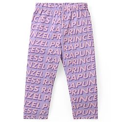 Babyhug Disney Lycra Knit Full Length Leggings with Disney Princess Print Pack of 3 - Sky Navy Blue & Purple