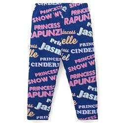 Babyhug Disney Lycra Knit Full Length Leggings with Disney Princess Print Pack of 3 - Sky Navy Blue & Purple