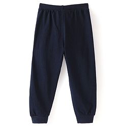 Babyhug Cotton Knit Full Length Lounge Pant with Text Print - Navy Blue